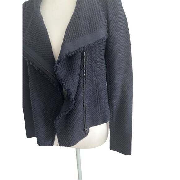 VINCE Navy Blue Knit Moto Long Sleeve Jacket Size XS - Picture 2 of 7